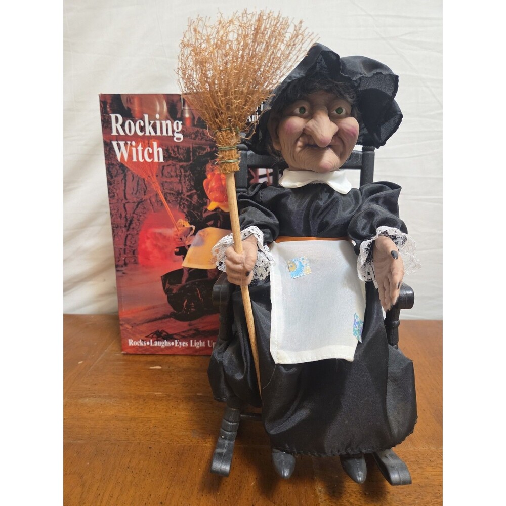 Rocking Witch Halloween Decor Figurine Lights Talking Laughs Vintage 1991 Vintag